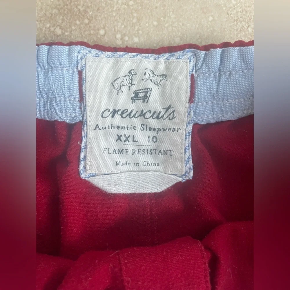 Crewcuts red cotton kids pajama pants, graphic print, dogs, drawstring; XXL / 10